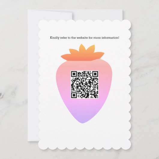 Very Berry Sweet QR Code Strawberry Baby Shower 招待状 (裏面)