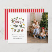 Very Blockprintメリー Christmas Photo Card シーズンカード (正面/裏面)