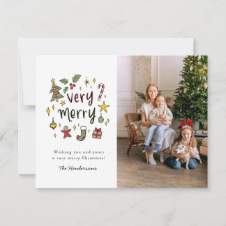 Very Blockprintメリー Christmas Photo Card シーズンカード