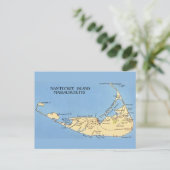 Very Blue Nantucket Island Map Postcard ポストカード (スタンド正面)