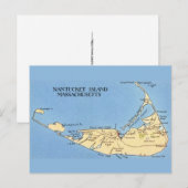 Very Blue Nantucket Island Map Postcard ポストカード (正面/裏面)