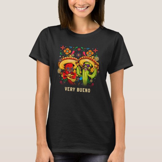 Very Bueno Mexican Humor Mexico Cinco De Mayo Fies Tシャツ (正面)