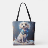 Very Cute Lil Doggie With Blue Bow Tie トートバッグ (裏面)