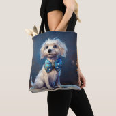 Very Cute Lil Doggie With Blue Bow Tie トートバッグ (クローズアップ)