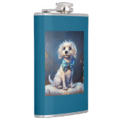 Very Cute Lil Doggie With Blue Bow Tie フラスク (右)