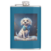 Very Cute Lil Doggie With Blue Bow Tie フラスク (正面)