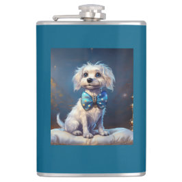 Very Cute Lil Doggie With Blue Bow Tie フラスク