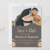 Very Dark Orange Minimalist Photo Wedding Save the 招待状 (正面)