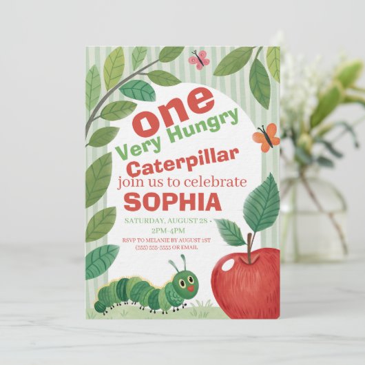Very Hungry Caterpillar Birthday 招待状 (スタンド正面)