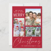 Very Merry 3 Photo Red Christmas シーズンカード (正面)