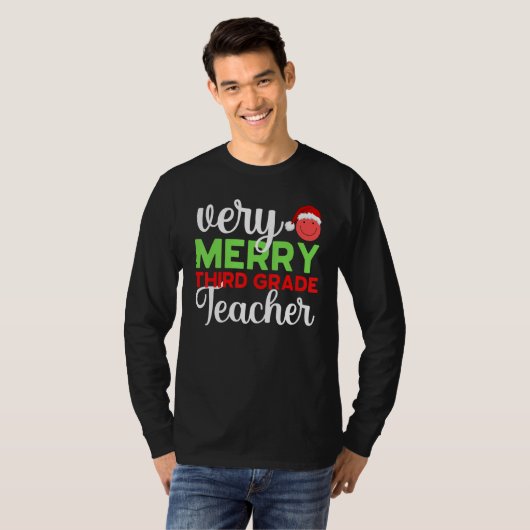 Very Merry 3rd Grade Teacher Third Christmas Schoo Tシャツ (正面フル)