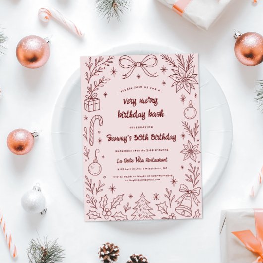 Very Merry Birthday Bash | Christmas Party 招待状