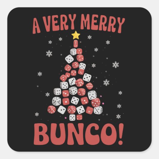 Very Merry Bunco Christmas Tree Dice Game Night スクエアシール (正面)