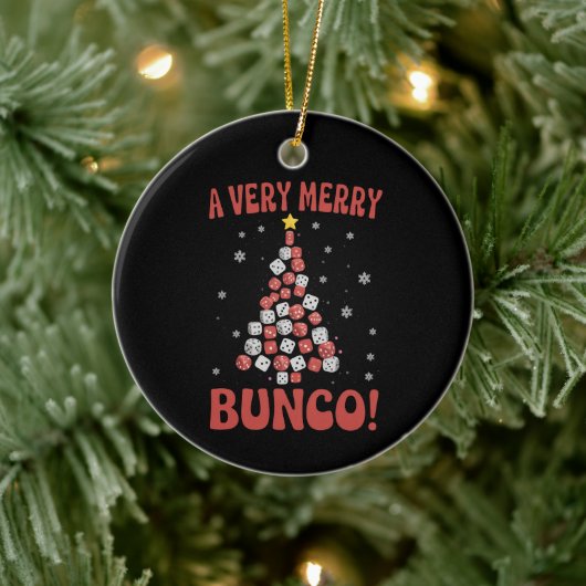 Very Merry Bunco Christmas Tree Dice Game Night セラミックオーナメント (ツリー)