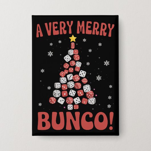 Very Merry Bunco Christmas Tree Dice Game Night 缶バッジ (正面)