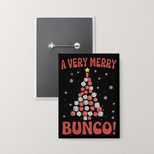 Very Merry Bunco Christmas Tree Dice Game Night 缶バッジ (正面/裏面)