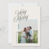 Very Merry Christmas Elegant Script One Photo シーズンカード (正面)