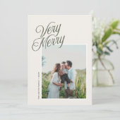 Very Merry Christmas Elegant Script One Photo シーズンカード (スタンド正面)