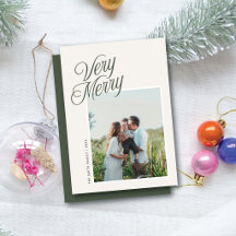 Very Merry Christmas Elegant Script One Photo