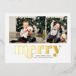 Very Merry Christmas Gallery of 2フォトホリデー 箔招待状ポストカード