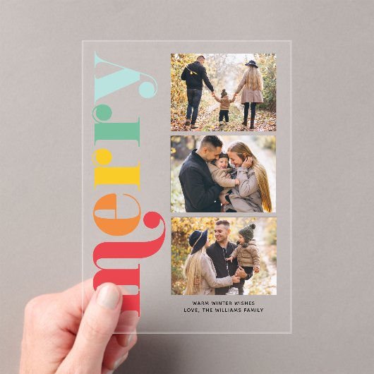 "Very Merry" Christmas Gallery of 3 Photos アクリル招待状 (インサイチュ (ポータブル))