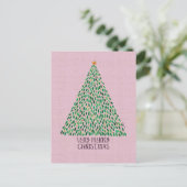 Very Merry Christmas Tree on Pink Postcard ポストカード (スタンド正面)