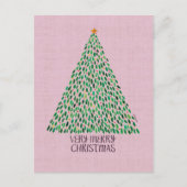 Very Merry Christmas Tree on Pink Postcard ポストカード (正面)