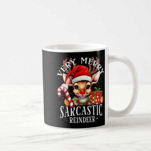Very Merry Sarcastic Reindeer Matching Christmas  コーヒーマグカップ (右)