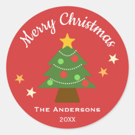 Very Merry Starlight Christmas Tree ラウンドシール
