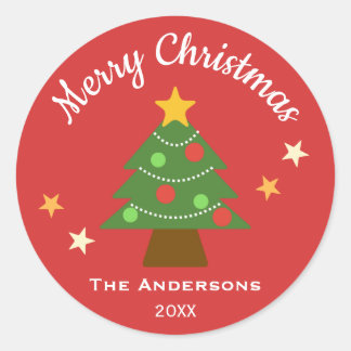 Very Merry Starlight Christmas Tree ラウンドシール