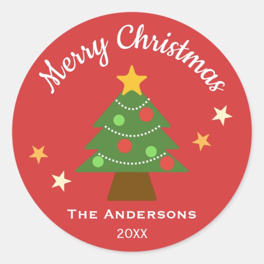 Very Merry Starlight Christmas Tree ラウンドシール (正面)