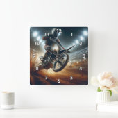 Very MotoCrossコンペクールーションデジタル描写ズ スクエア壁時計 (ホーム)