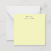 Very Pale Yellow Minimalist Plain Modern Name ノートカード (正面)