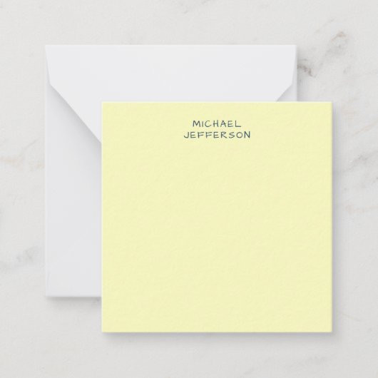 Very Pale Yellow Minimalist Plain Modern Name ノートカード (正面)