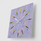 Very-peri Waterカラー、バラ、チューリップ スクエア壁時計 (傾斜)