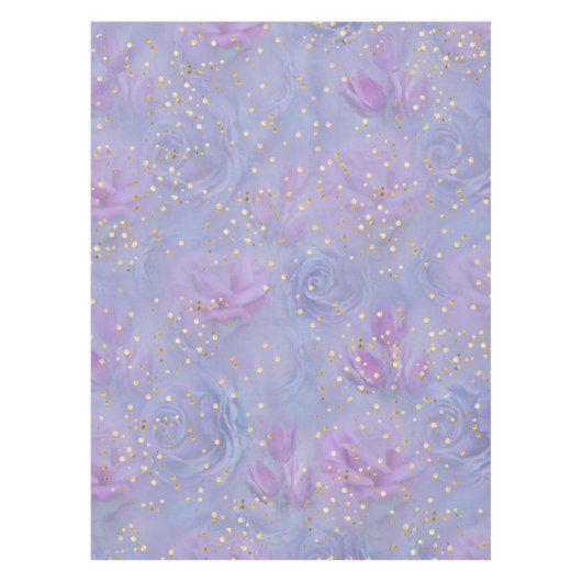 Very-peri Waterカラー、バラ、チューリップ テーブルクロス (正面)