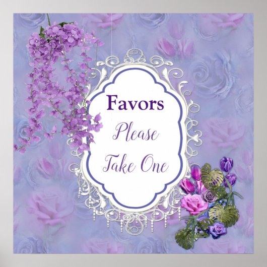 Very-peri Waterカラー、バラ、チューリップ ポスター (正面)