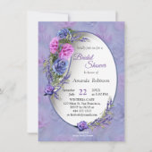 Very-peri Waterカラー、バラ、チューリップ 招待状 (正面)