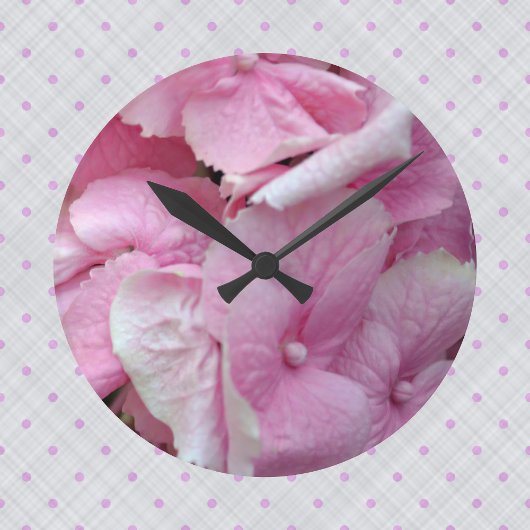 Very Pink Hydrangeas Wall Clock ラウンド壁時計