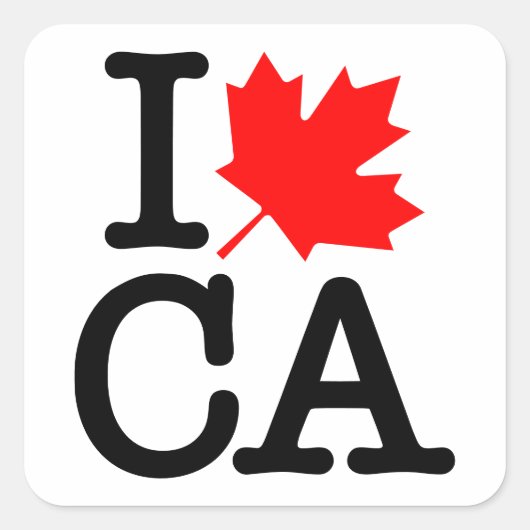 Very Polite Red Black I Love Canada Maple Leaf スクエアシール (正面)