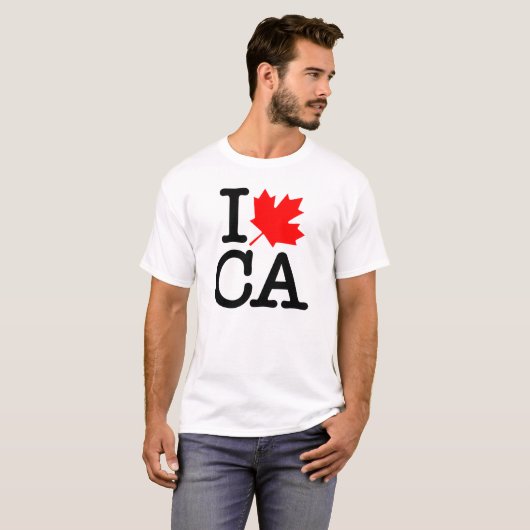 Very Polite Red Black I Love Canada Maple Leaf Tシャツ (正面フル)