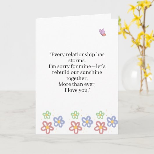 very Relationship Faces Storms Love Quote カード (黄色い花)