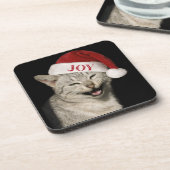 Very Santa おもしろい Cat Laugh Photo Christmas コースター (左側)