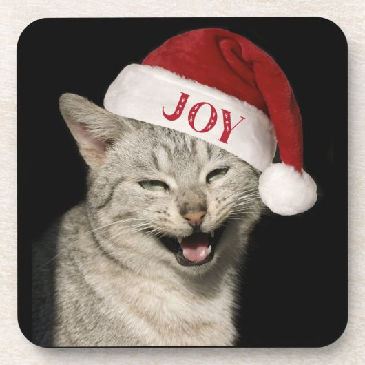 Very Santa おもしろい Cat Laugh Photo Christmas コースター (正面)