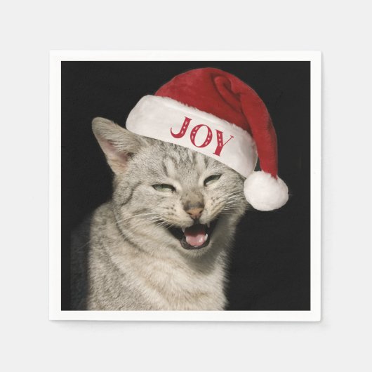 Very Santa おもしろい Cat Laugh Photo Christmas スタンダードカクテルナプキン (正面)