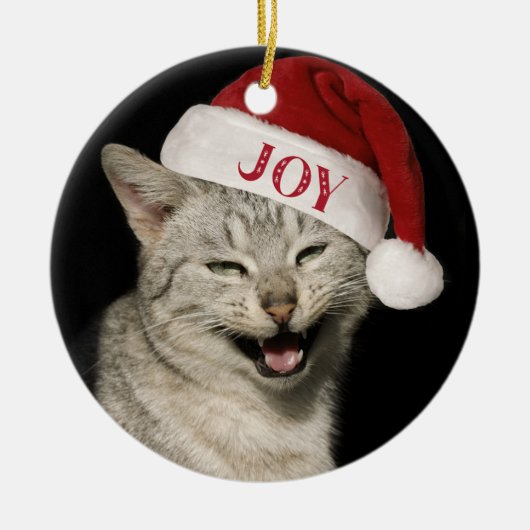 Very Santa おもしろい Cat Laugh Photo Christmas セラミックオーナメント (正面)