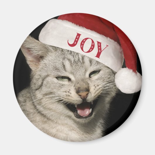 Very Santa おもしろい Cat Laugh Photo Christmas マグネット (正面)