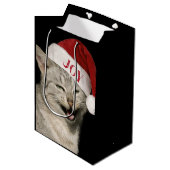 Very Santa おもしろい Cat Laugh Photo Christmas ミディアムペーパーバッグ (正面アングル)