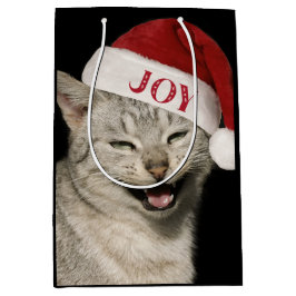 Very Santa おもしろい Cat Laugh Photo Christmas ミディアムペーパーバッグ