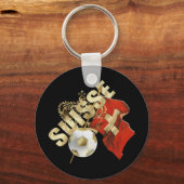 Very Suisseのアートワークカッコいいサッカーサッカーデザイン キーホルダー (正面)